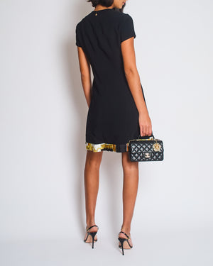 Versace Black Mini Short Sleeve Dress With Slit And Gold Medusa Details Size IT 40 (UK 8)