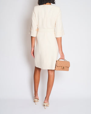 Gucci Cream Mini Dress with Gold Belt Detail Size IT 40 (UK 8)