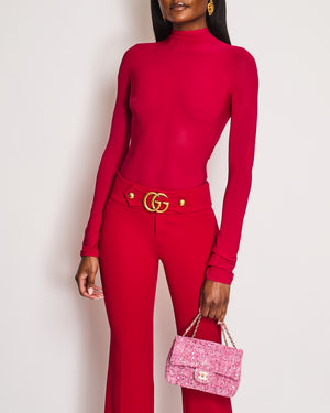 Alaïa Fuschia Turtleneck Jersey Long-Sleeve Bodysuit Size FR 34 (UK 6) RRP £810