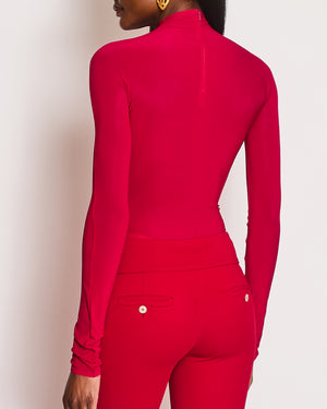 Alaïa Fuschia Turtleneck Jersey Long-Sleeve Bodysuit Size FR 34 (UK 6) RRP £810