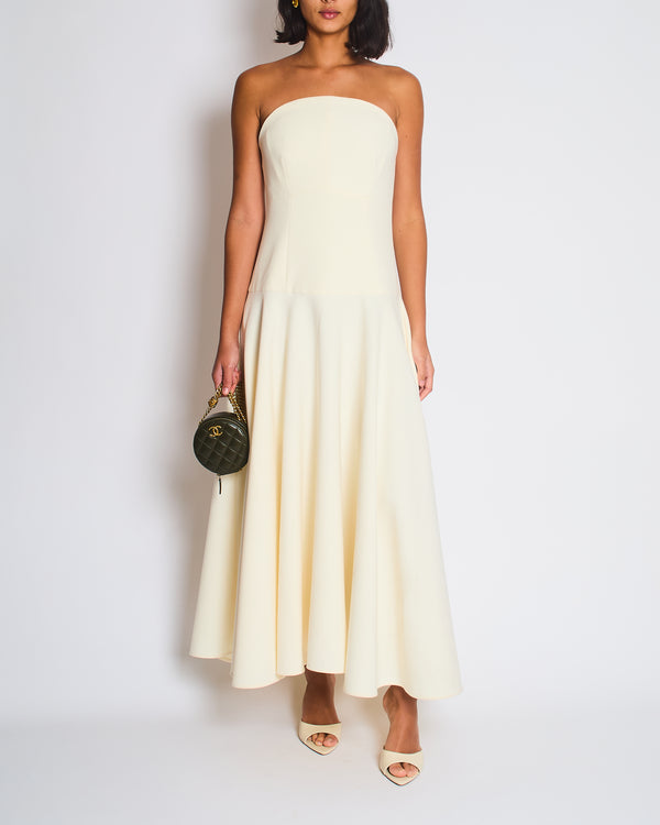 Roland Mouret Ivory Corset Strapless Midi Dress FR 38 (UK 10)