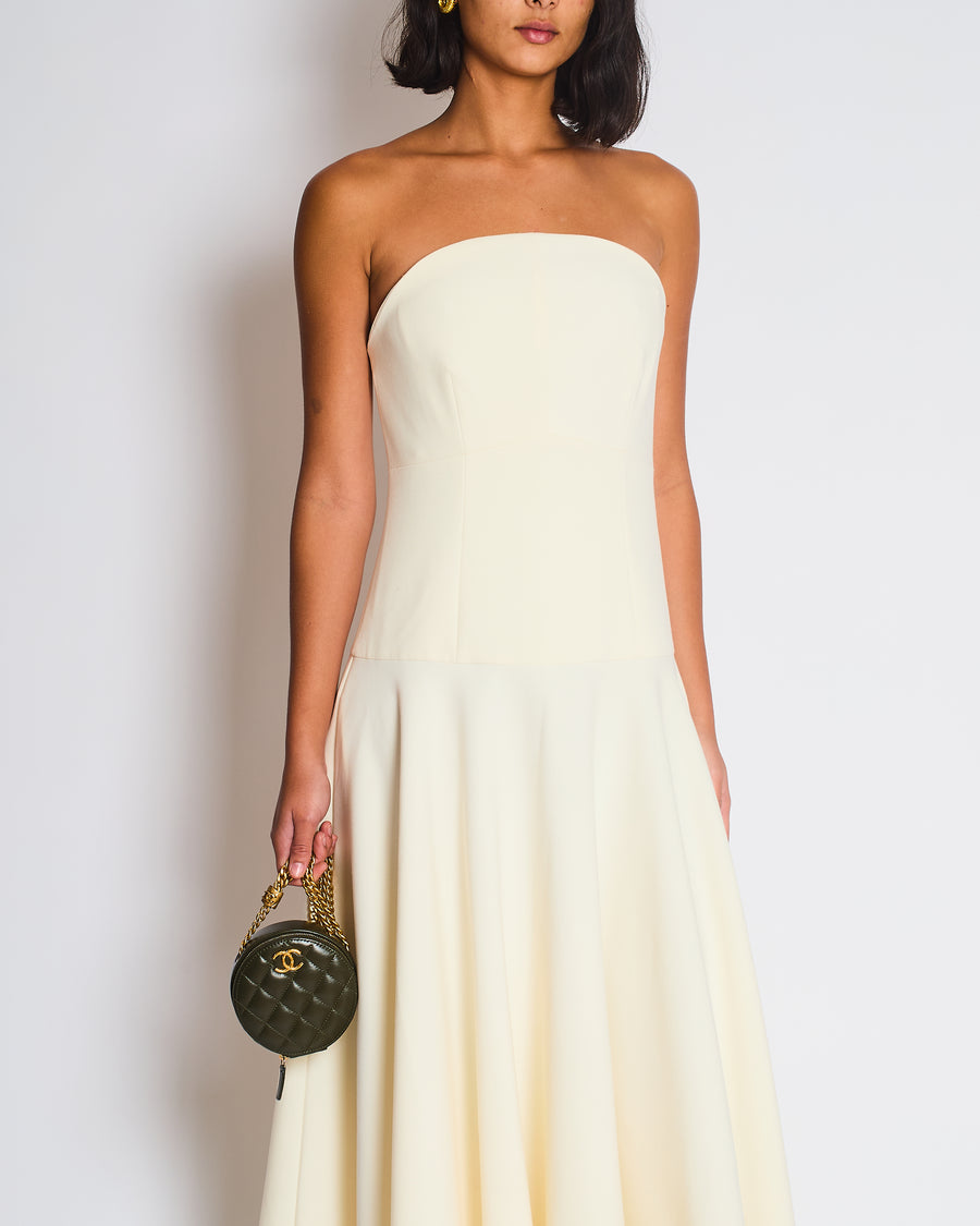 Roland Mouret Ivory Corset Strapless Midi Dress FR 38 (UK 10)