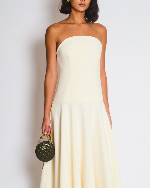 Roland Mouret Ivory Corset Strapless Midi Dress FR 38 (UK 10)