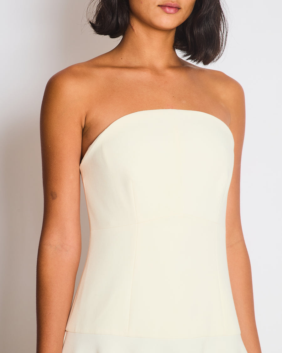 Roland Mouret Ivory Corset Strapless Midi Dress FR 38 (UK 10)