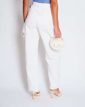 Maison Martin Margiela White Icons Cut-Out Straight Leg Jeans Size FR 36 (UK 8)