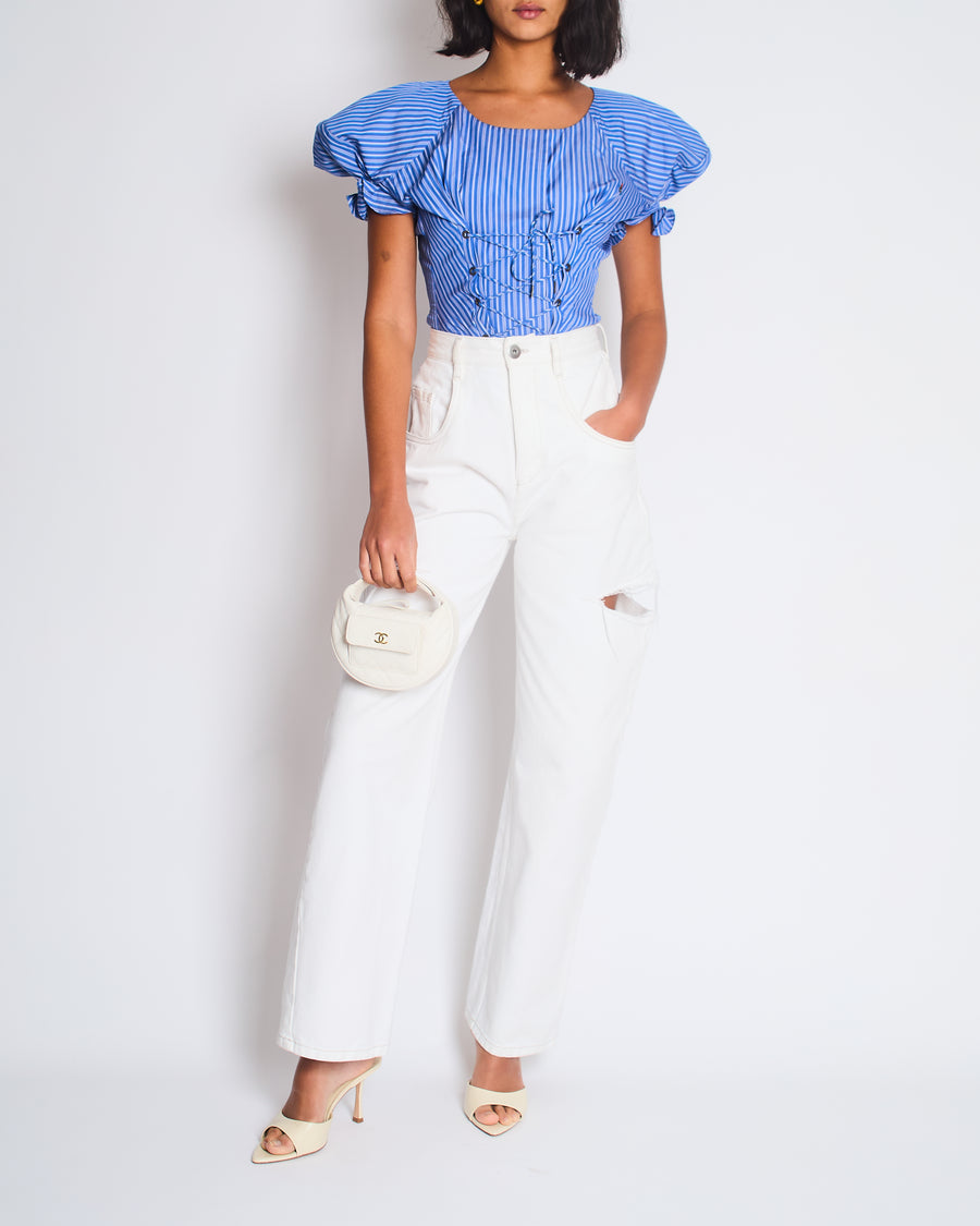 Maison Martin Margiela White Icons Cut-Out Straight Leg Jeans Size FR 36 (UK 8)