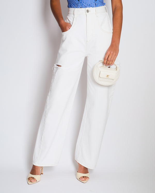 Maison Martin Margiela White Icons Cut-Out Straight Leg Jeans Size FR 36 (UK 8)