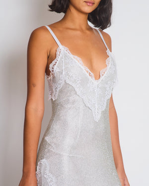Christopher Kane Silver Embellished Lace Mini Dress Size IT 38 (UK 6)