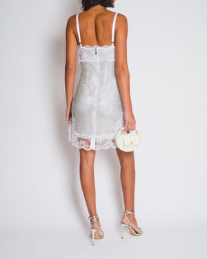 Christopher Kane Silver Embellished Lace Mini Dress Size IT 38 (UK 6)