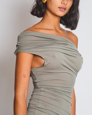 Entire Studios Grey Sleeveless Maxi Gown with Ruched High Neck Size XXS (UK 6)
