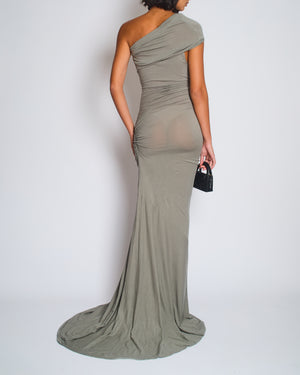 Entire Studios Grey Sleeveless Maxi Gown with Ruched High Neck Size XXS (UK 6)