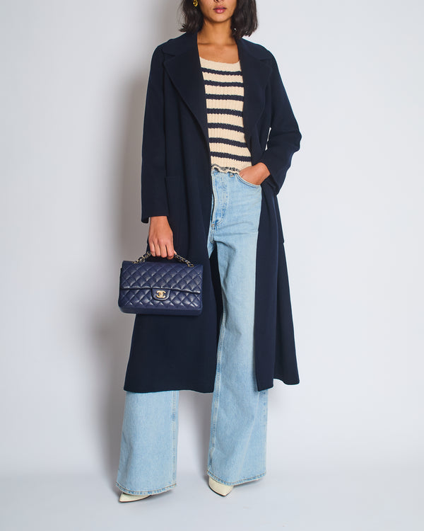 S' Max Mara Navy Wool Wrap Coat Size FR 34 (UK 4)