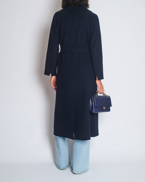 S' Max Mara Navy Wool Wrap Coat Size FR 34 (UK 4)