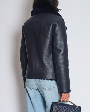 Joseph Navy Shearling Flight Jacket Size FR 32 (UK 4)