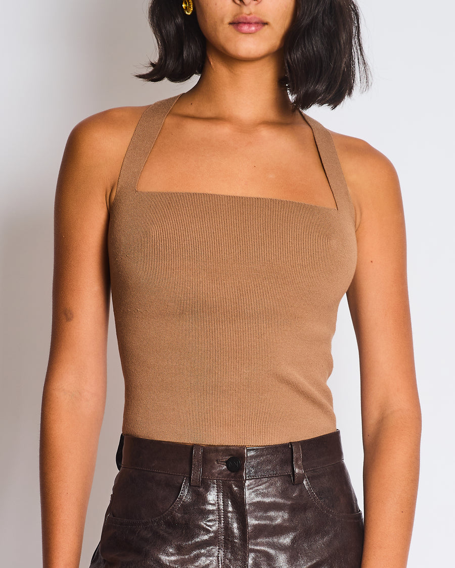 Cult Gaia Brown Ribbed Vest Top Size S (UK 6/8)