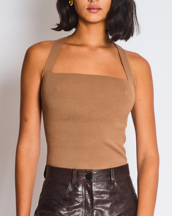 Cult Gaia Brown Ribbed Vest Top Size S (UK 6/8)