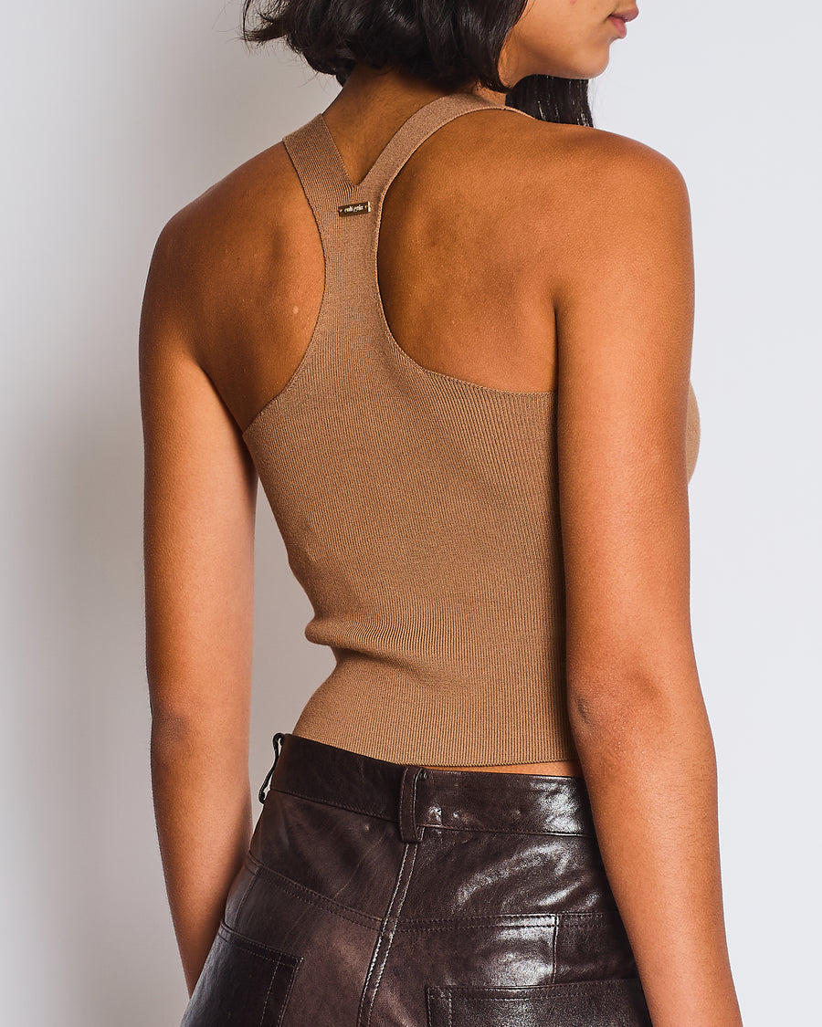 Cult Gaia Brown Ribbed Vest Top Size S (UK 6/8)