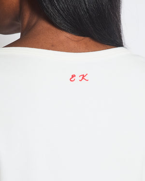 Petit Bateau x Miu Miu White Slim Fit T-Shirt with Logo Detail and Embroidered Initials Size S (UK 8) RRP £420