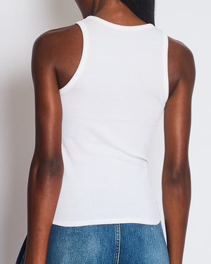 Paco Rabanne White Ribbed Vest Top with Ring Detail Size FR 36 (UK 8)