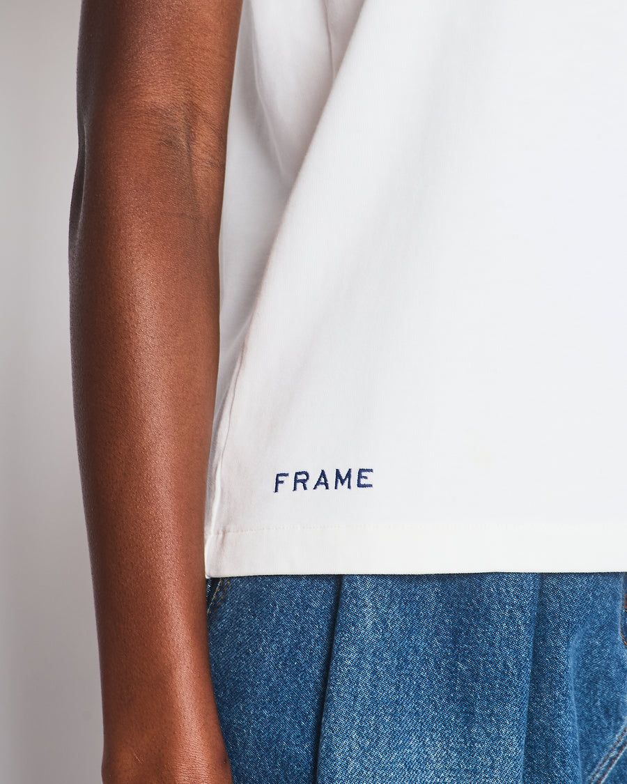 Frame x Ritz Paris White T-Shirt with Embroidered Logo Detail Size M (UK 10)