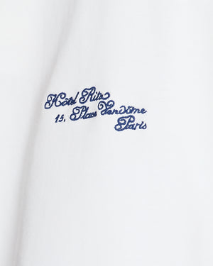 Frame x Ritz Paris White T-Shirt with Embroidered Logo Detail Size M (UK 10)