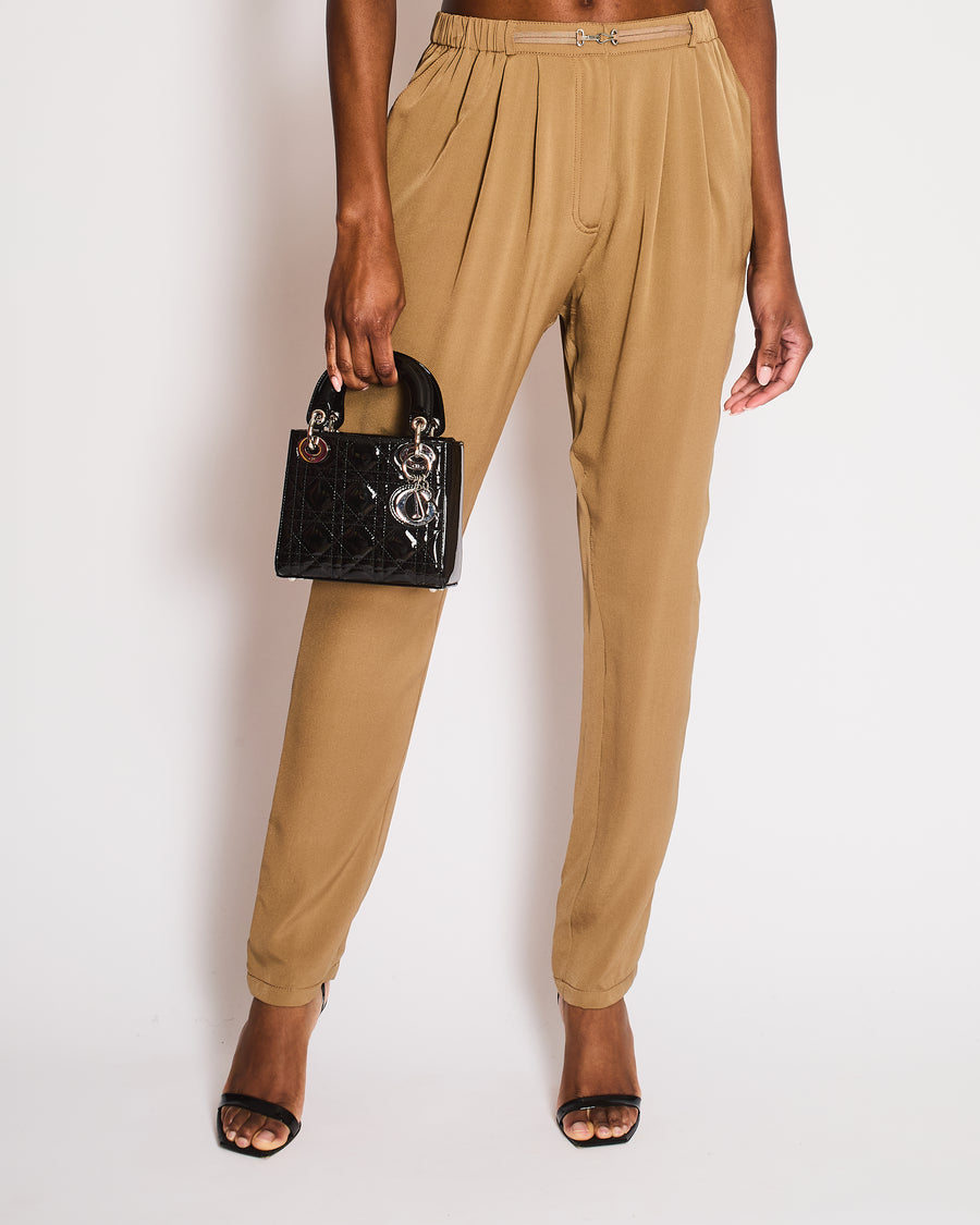 Lanvin Bronze Silk Straight Leg Trousers Size FR 38 (UK 10)