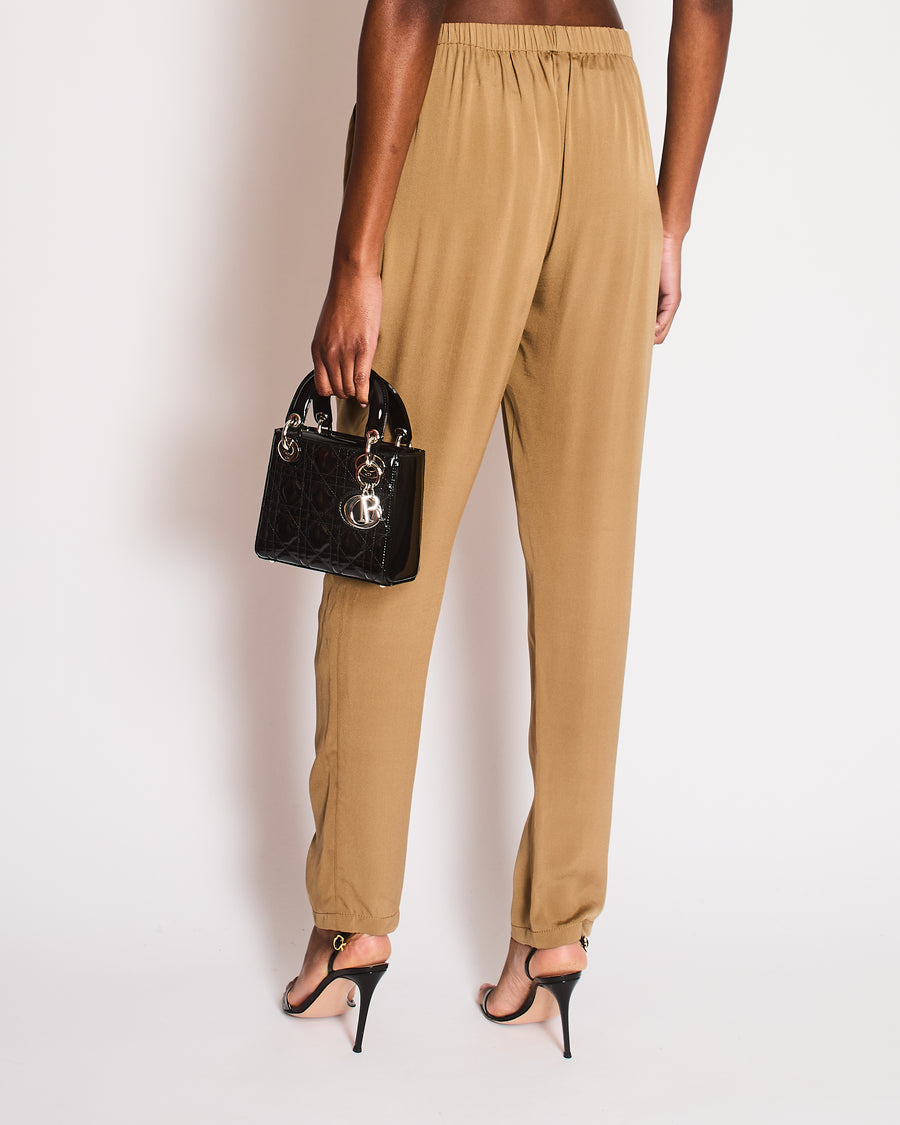 Lanvin Bronze Silk Straight Leg Trousers Size FR 38 (UK 10)
