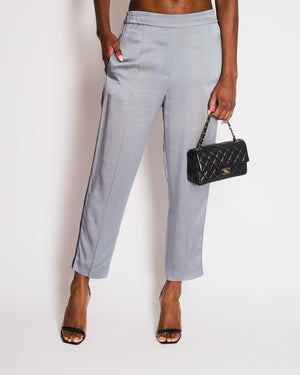 Brunello Cucinelli Blue Straight Leg Trousers with Side Stripe Detail Size IT 40 (UK 8)