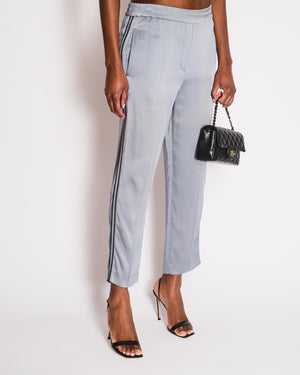 Brunello Cucinelli Blue Straight Leg Trousers with Side Stripe Detail Size IT 40 (UK 8)