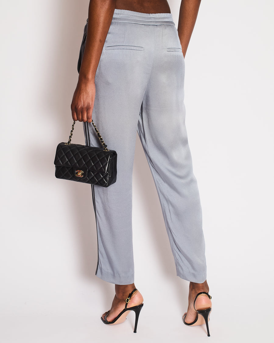 Brunello Cucinelli Blue Straight Leg Trousers with Side Stripe Detail Size IT 40 (UK 8)