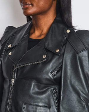 Vetements Black Leather Jacket with Detachable Sleeves Size S (UK 8)