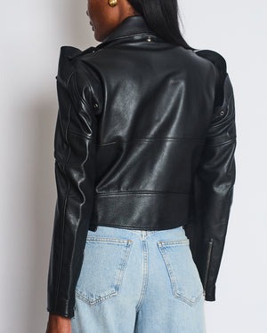 Vetements Black Leather Jacket with Detachable Sleeves Size S (UK 8)