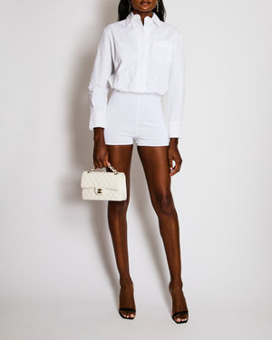 Valentino White Long Sleeve Cotton Button Down Playsuit Size IT 36 (UK 4)