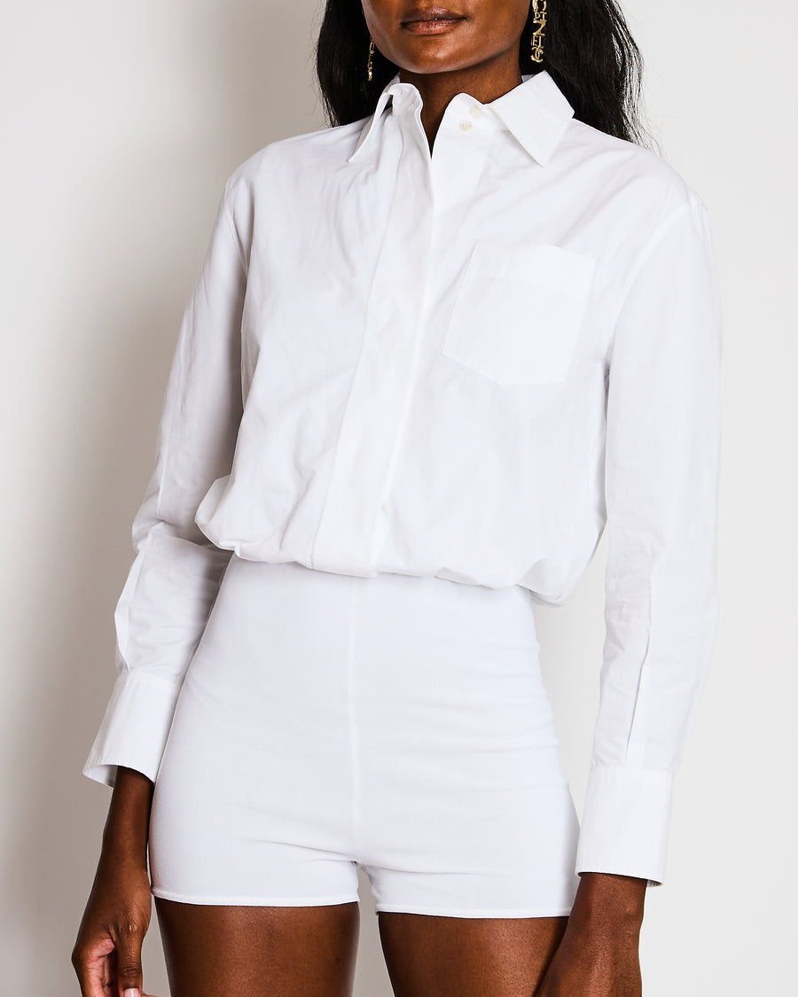 Valentino White Long Sleeve Cotton Button Down Playsuit Size IT 36 (UK 4)
