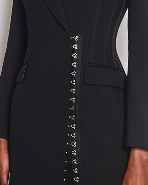 Dolce & Gabbana Black Double-Breasted Blazer with Hook and Eye Fastenings & Capri Pants with Hook and Eye Fastenings Set Size IT 38 (UK 6)
