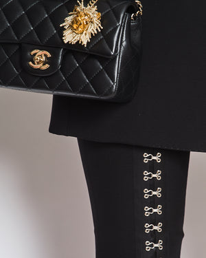 Dolce & Gabbana Black Double-Breasted Blazer with Hook and Eye Fastenings & Capri Pants with Hook and Eye Fastenings Set Size IT 38 (UK 6)