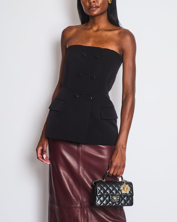 Givenchy Black Wool-Blend Double-Breasted Bustier Top Size FR 36 (UK 8)
