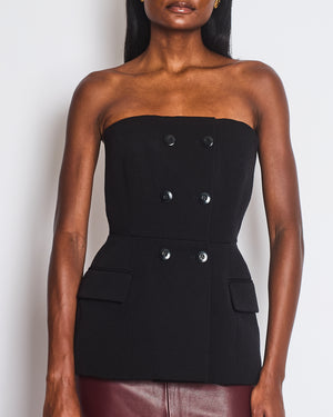 Givenchy Black Wool-Blend Double-Breasted Bustier Top Size FR 36 (UK 8)