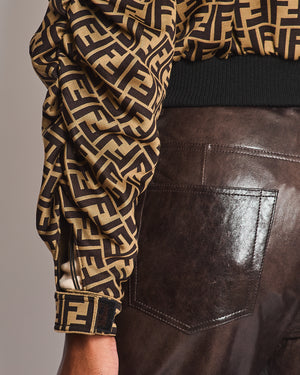 Fendi Brown FF Logo Cropped Jacket with Oblique Zips Detail Size IT 40 (UK 8)