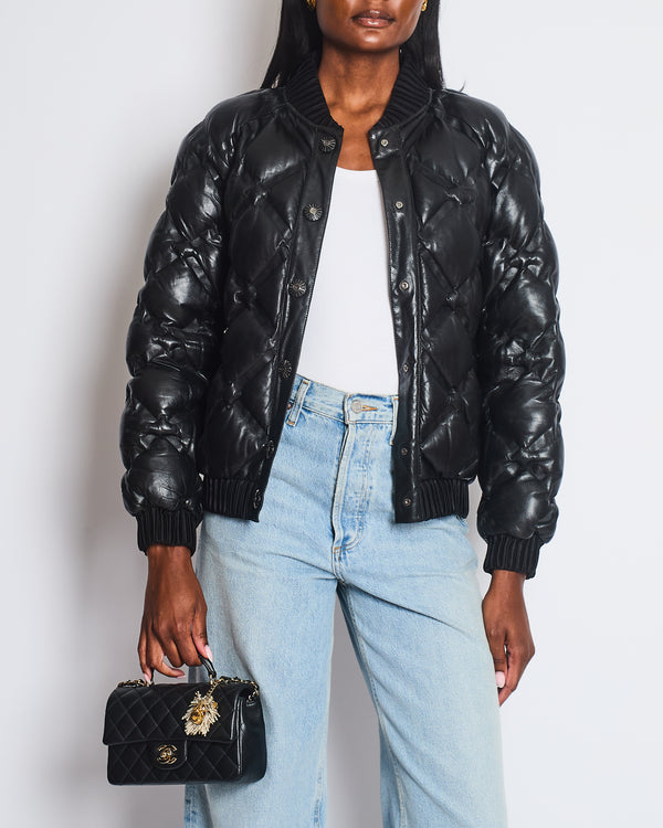 Chanel 16/B Leather Quilted Puffer Jacket Size FR 36 (UK 8)