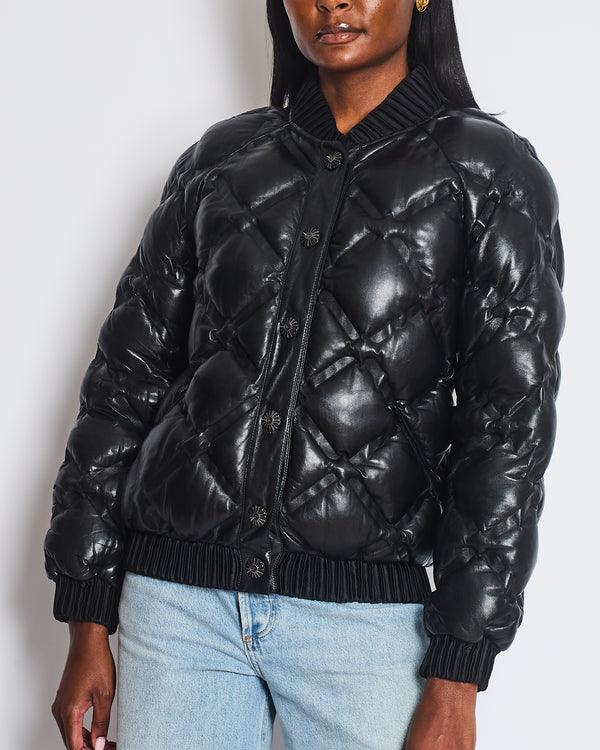 Chanel 16/B Leather Quilted Puffer Jacket Size FR 36 (UK 8)