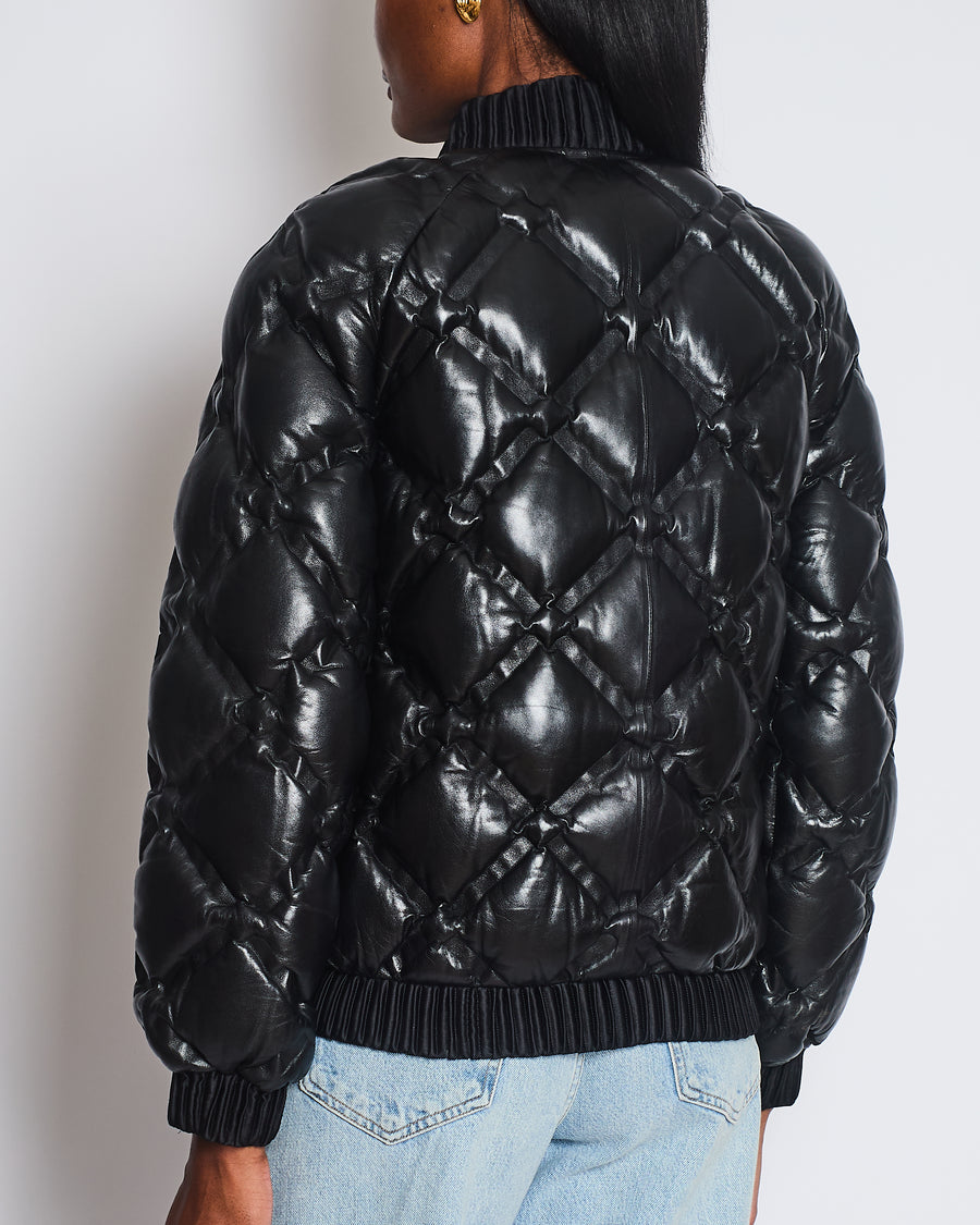 Chanel 16/B Leather Quilted Puffer Jacket Size FR 36 (UK 8)