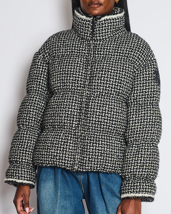 Chanel 20/N Black and White Tweed Coco Neige Puffer Jacket Size FR 38 (UK 10)