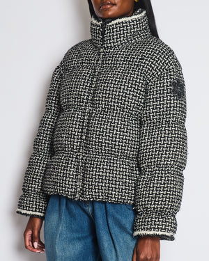 Chanel 20/N Black and White Tweed Coco Neige Puffer Jacket Size FR 38 (UK 10)