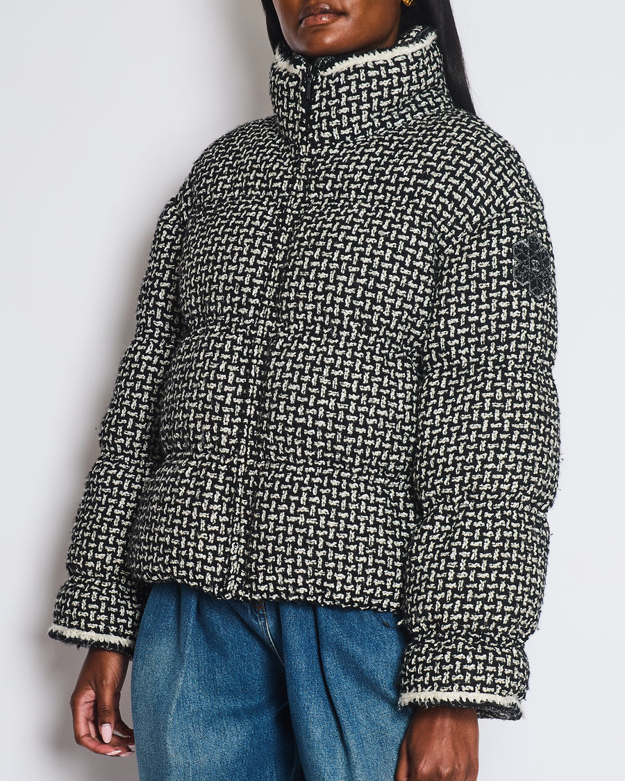 Chanel 20/N Black and White Tweed Coco Neige Puffer Jacket Size FR 38 (UK 10)