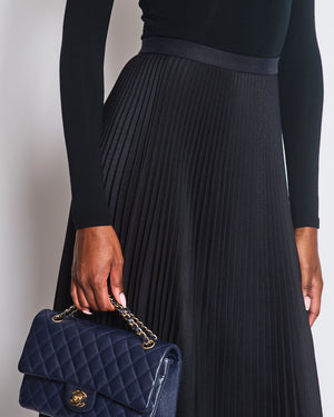 Christian Dior Navy Pleated Wool Midi Skirt Size FR 36 (UK 8)