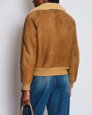 Prada Brown and Cream Shearling Jacket with Brown Buttons Size IT 38 (UK 6)