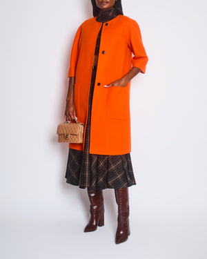 Bottega Veneta Orange Cashmere Coat with Three Quarter Sleeve Size IT 44 (UK 12)