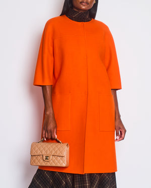 Bottega Veneta Orange Cashmere Coat with Three Quarter Sleeve Size IT 44 (UK 12)