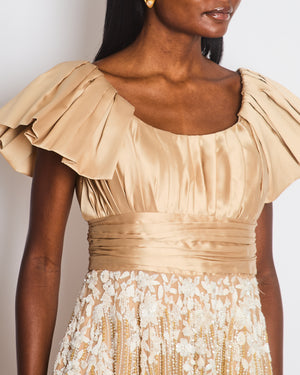 Saiid Kobeisy Tan Embellished Short Sleeve Midi Dress Size UK 8 / 10 Sellier Saiid Kobeisy Tan Embellished Short Sleeve Midi Dress Size UK 8 / 10 Sellier